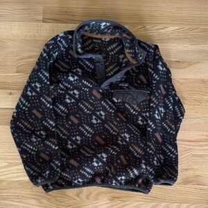 Patagonia Boys Geometric Fleece Sweater - Black and Brown